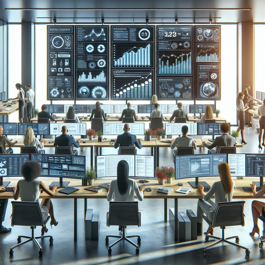 Modern workspace showcasing automated SEO dashboards and keyword optimisation tools used by teams to improve web content.